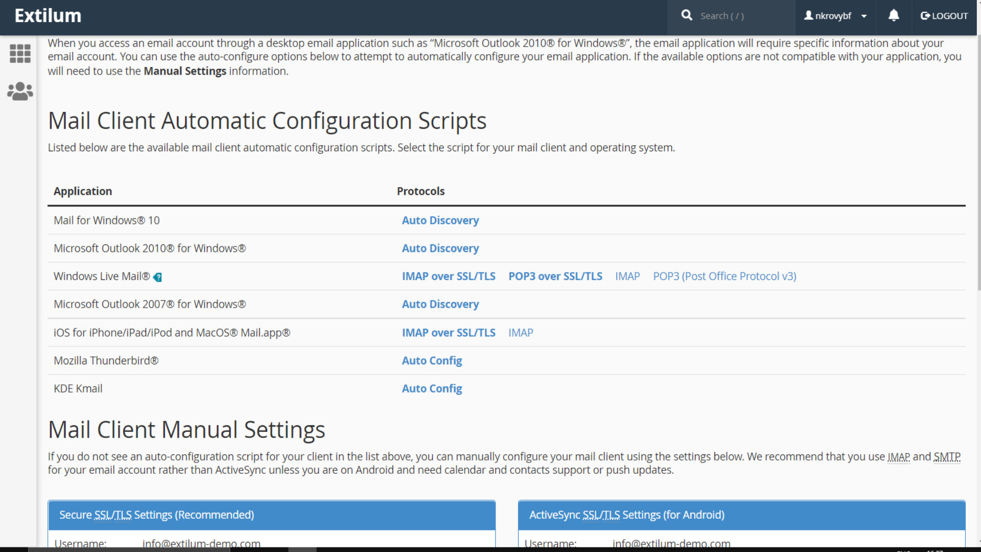 Extilum - cPanel - Automatic MailClient Configuration scripts
