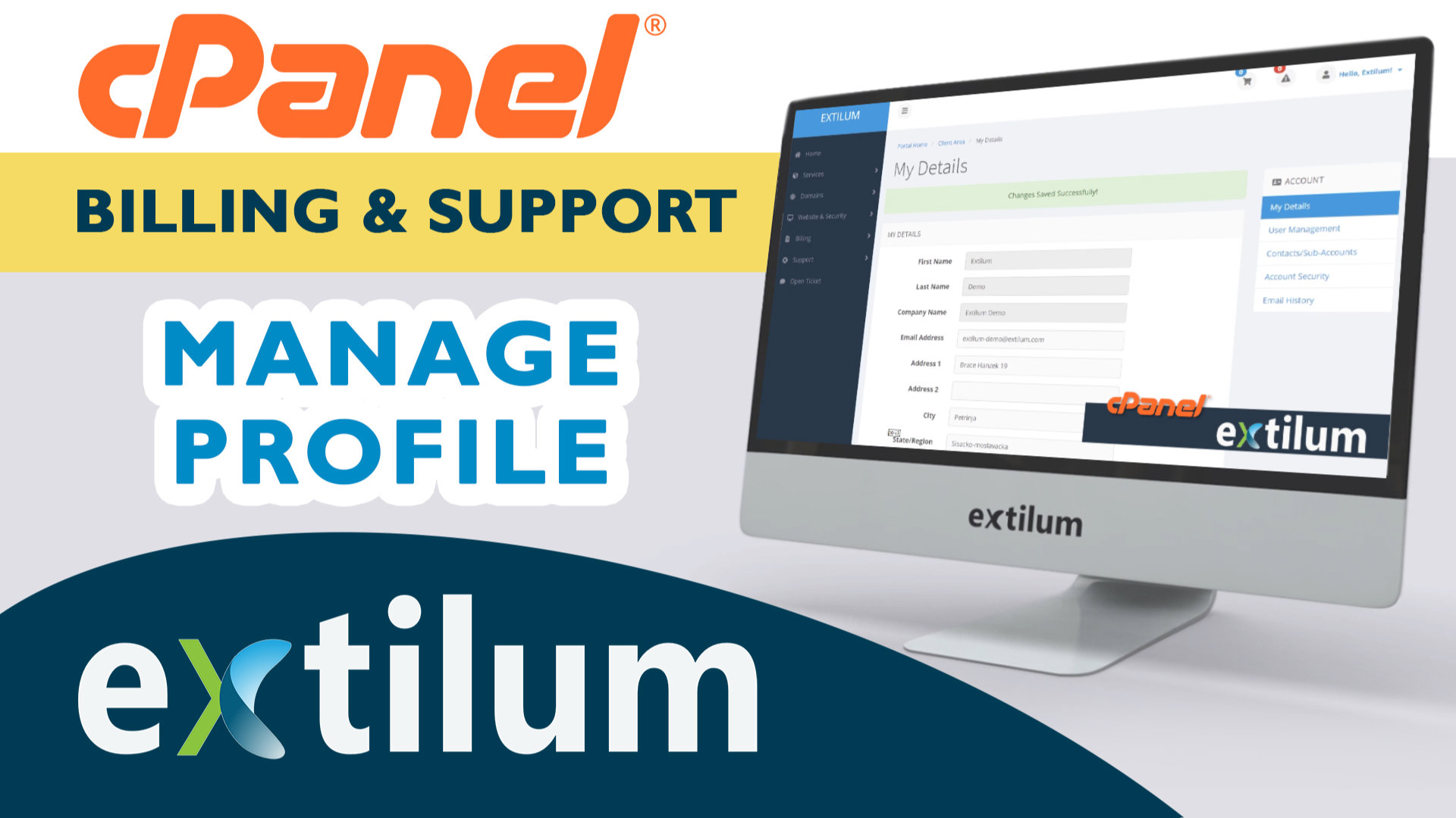 Extilum Webmail - Billing and cpanel - manage profile