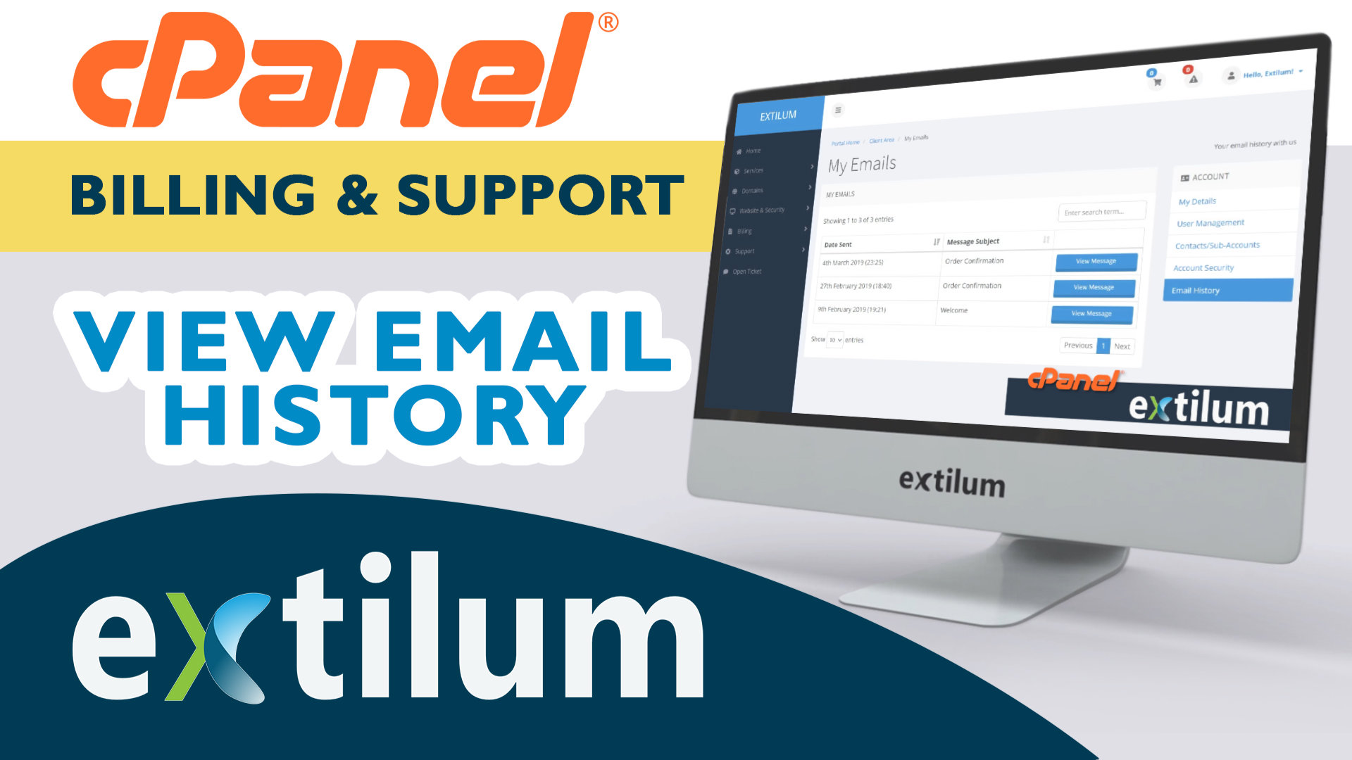 Extilum Webmail - Billing and cpanel - email history