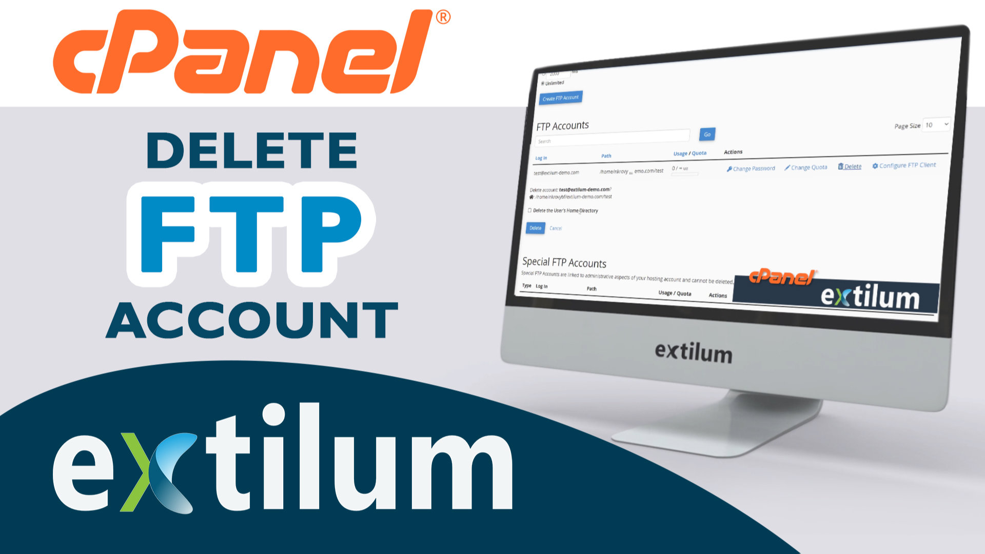 Extilum cpanel - delete ftp account