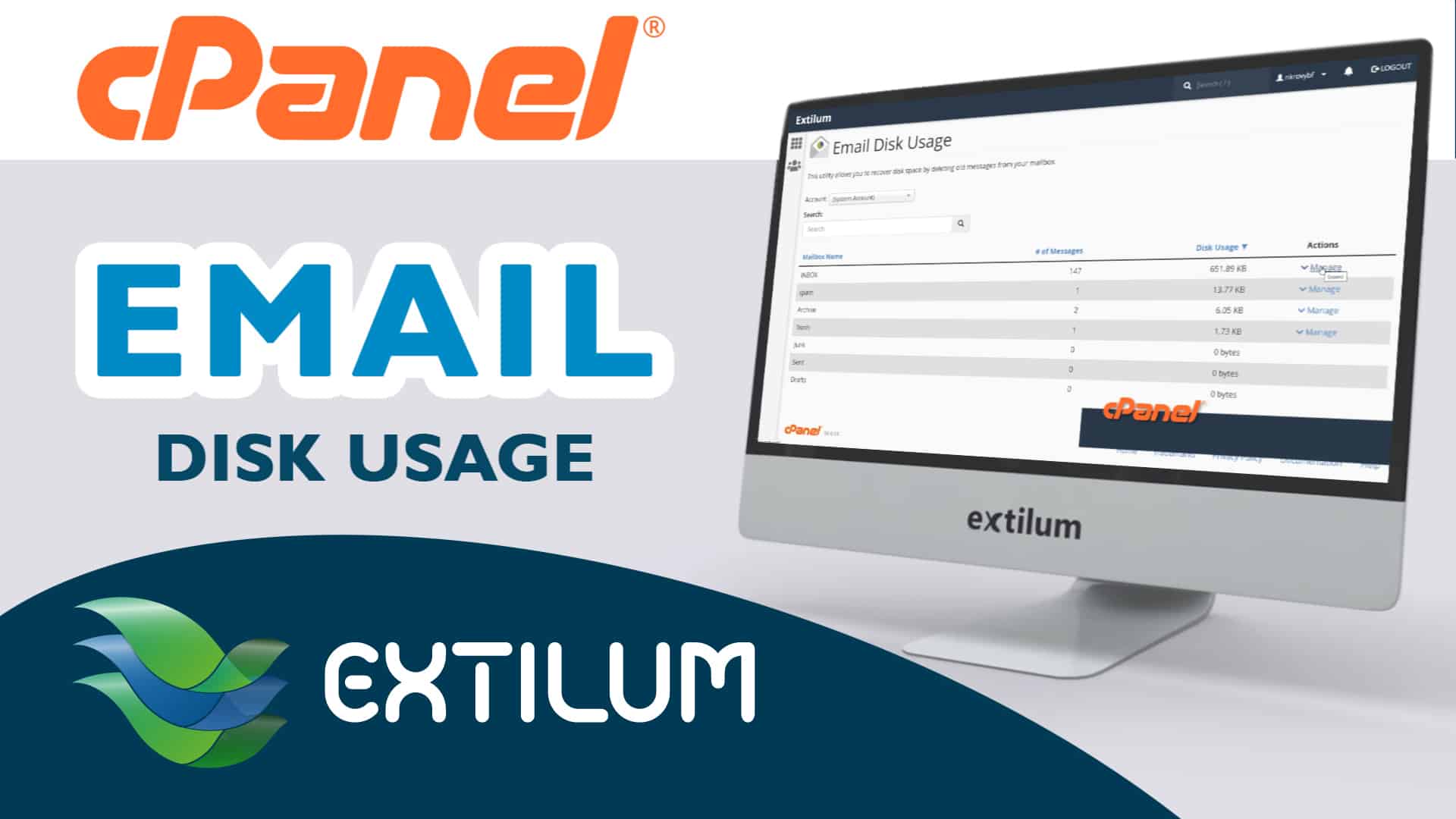 Extilum cPanel - Email disk usage