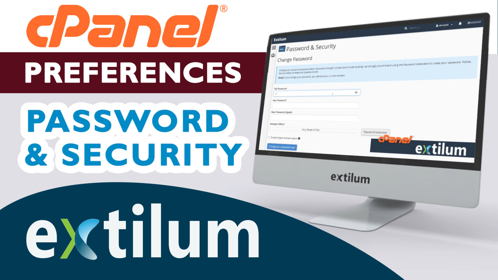 Extilum cpanel - preferences - password and security