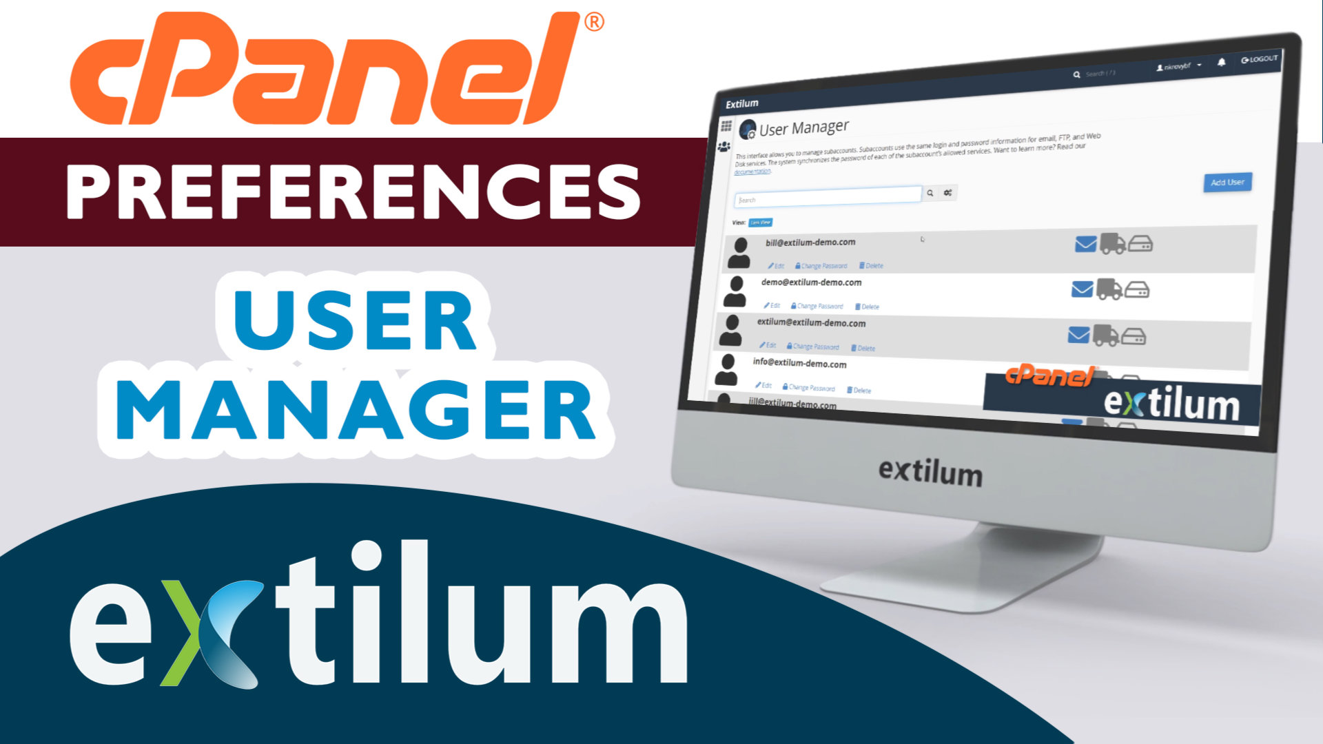 Extilum cpanel - preferences - user manager