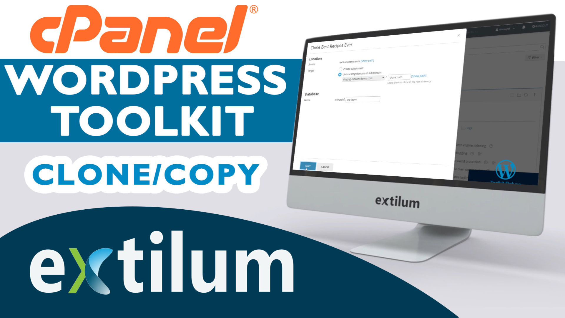 Extilum cpanel - wordpress toolkit - clone - copy