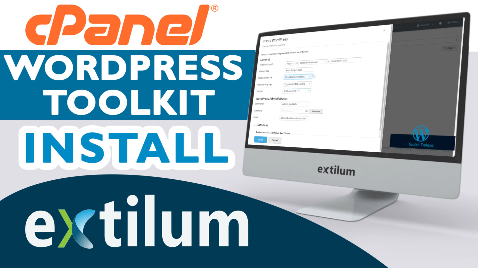 Extilum cpanel - wordpress toolkit - install