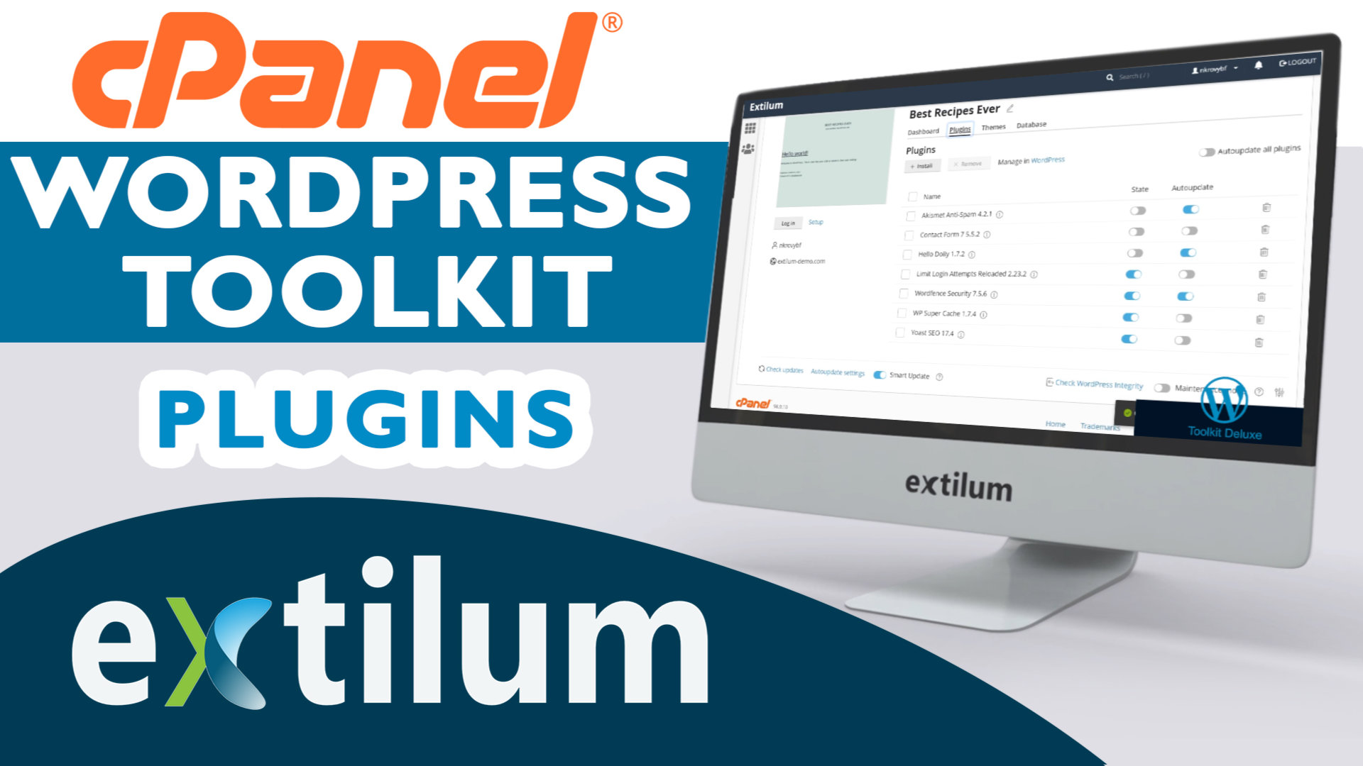 Extilum cpanel - wordpress toolkit - plugins