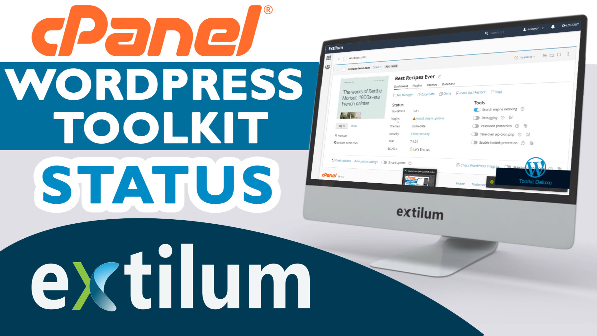 Extilum cpanel - wordpress toolkit - status