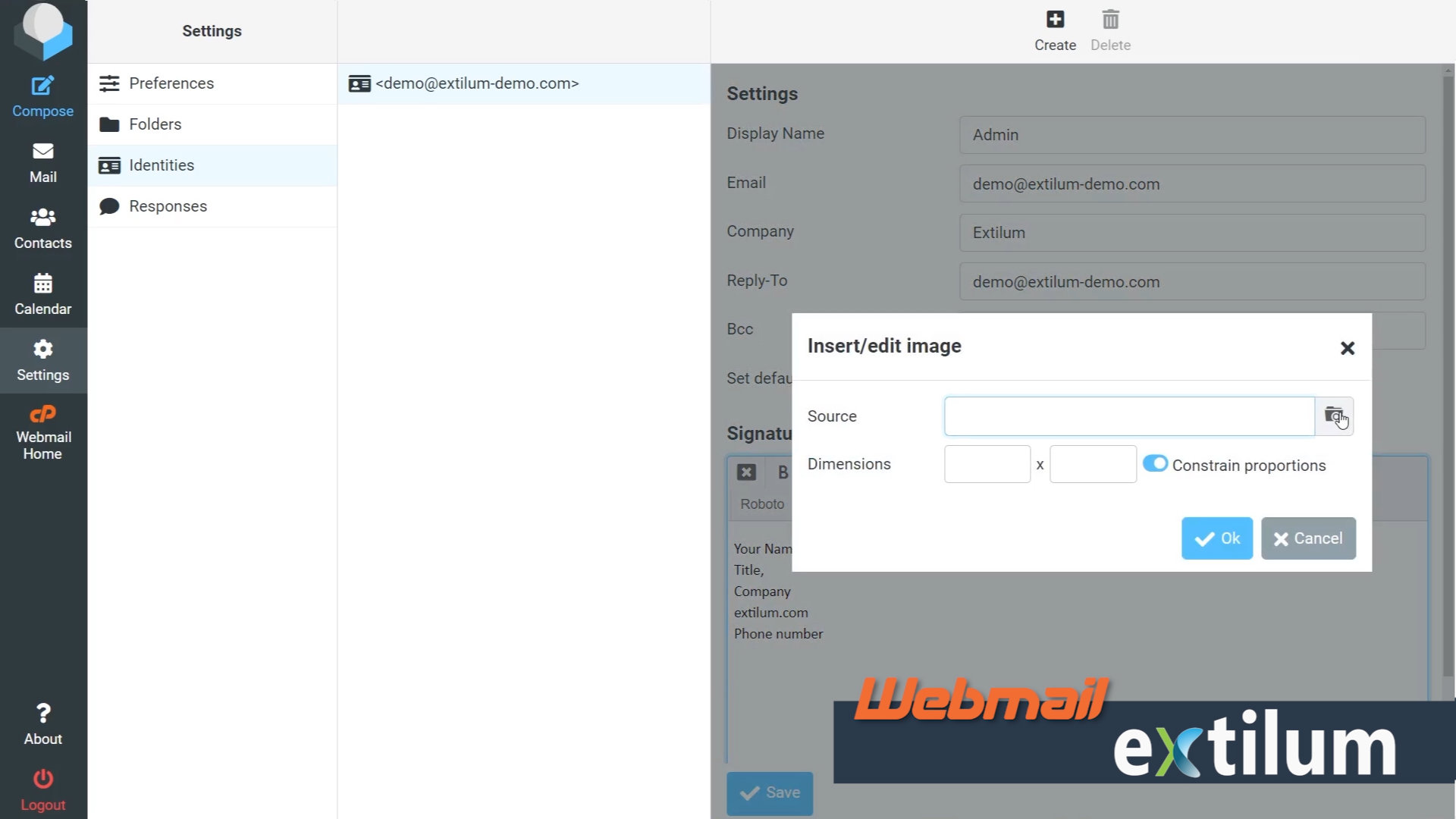 Extilum Webmail - Email Signature Horde