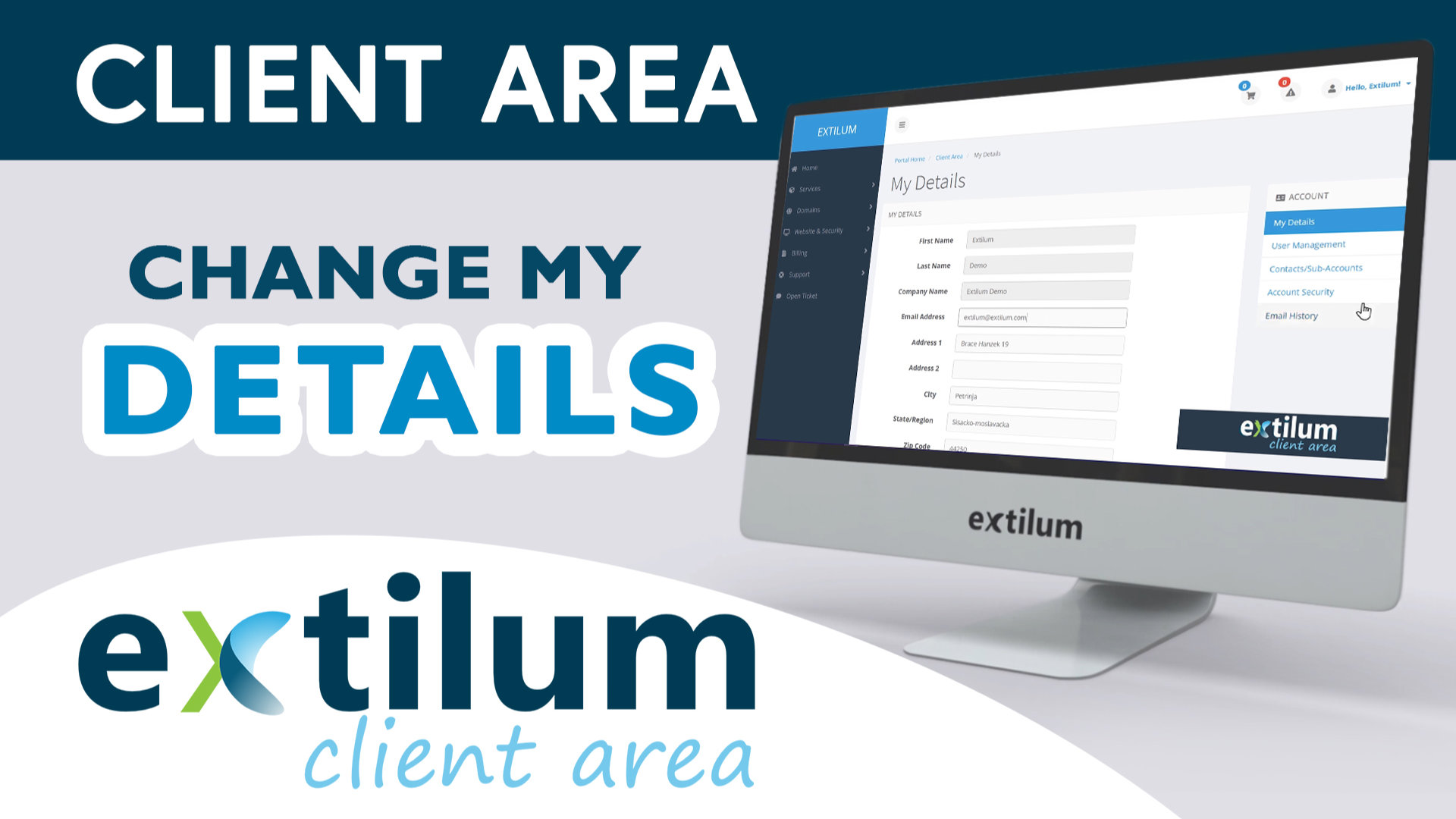 Extilum Client Area - Change my details