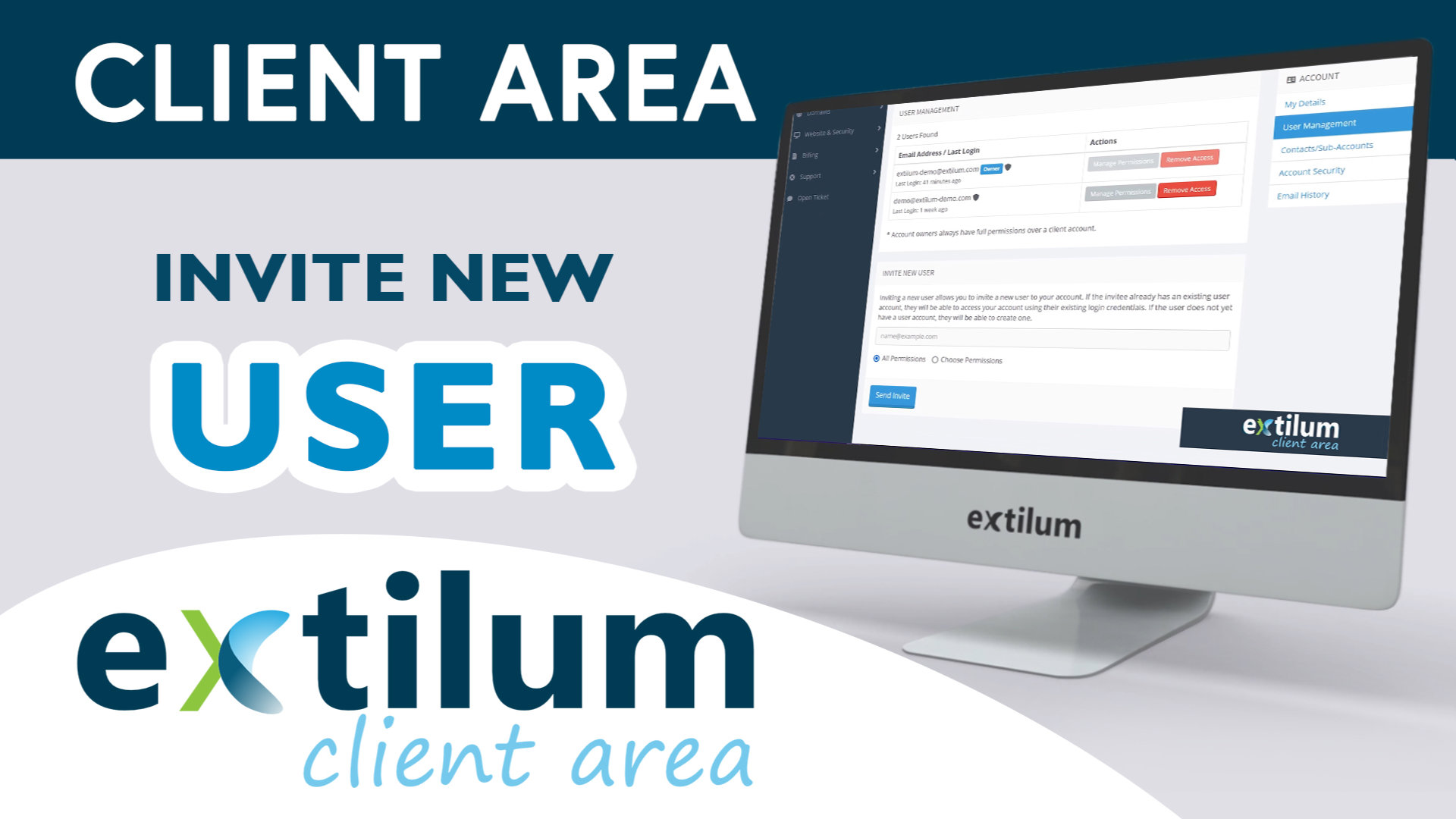 Extilum Client Area - Invite New User