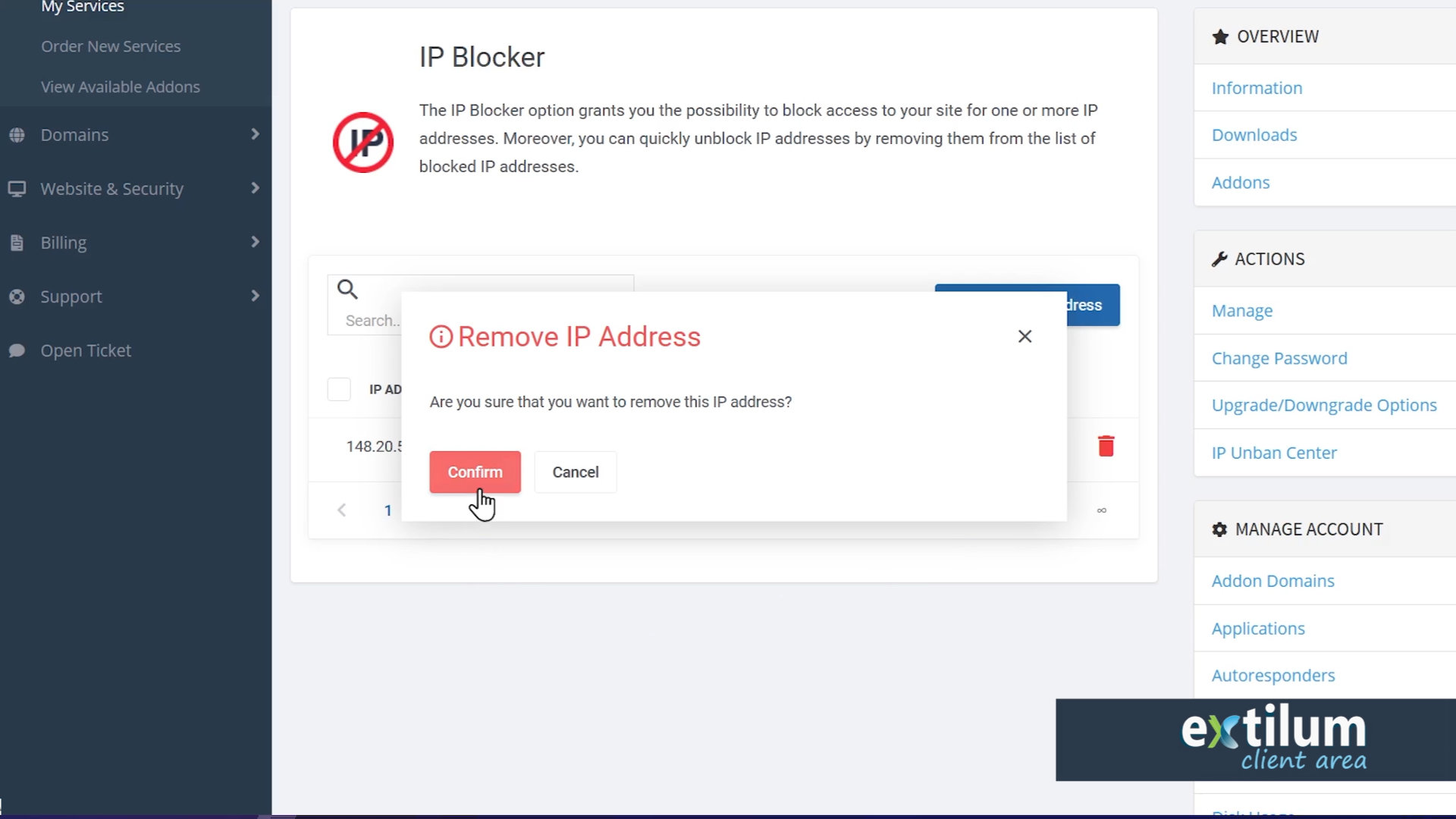 Extilum Client Area - IP blocker