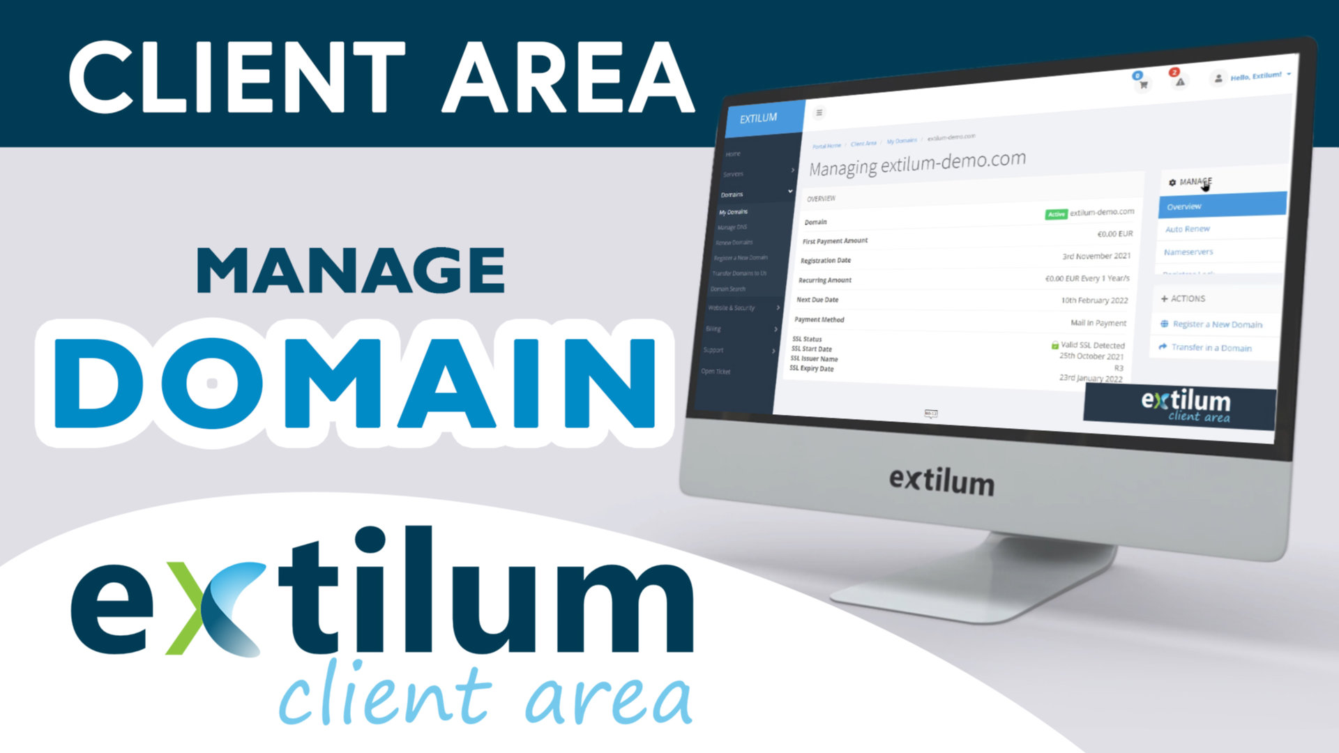 Extilum Client Area Domain Manage