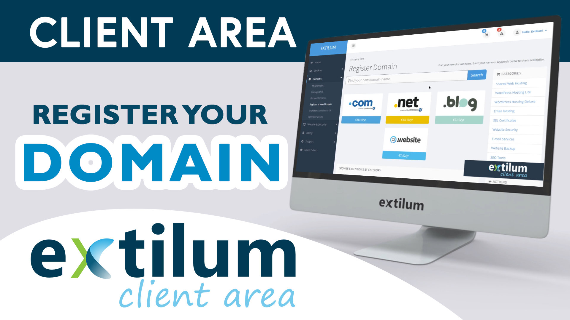 Extilum Client Area Domain register