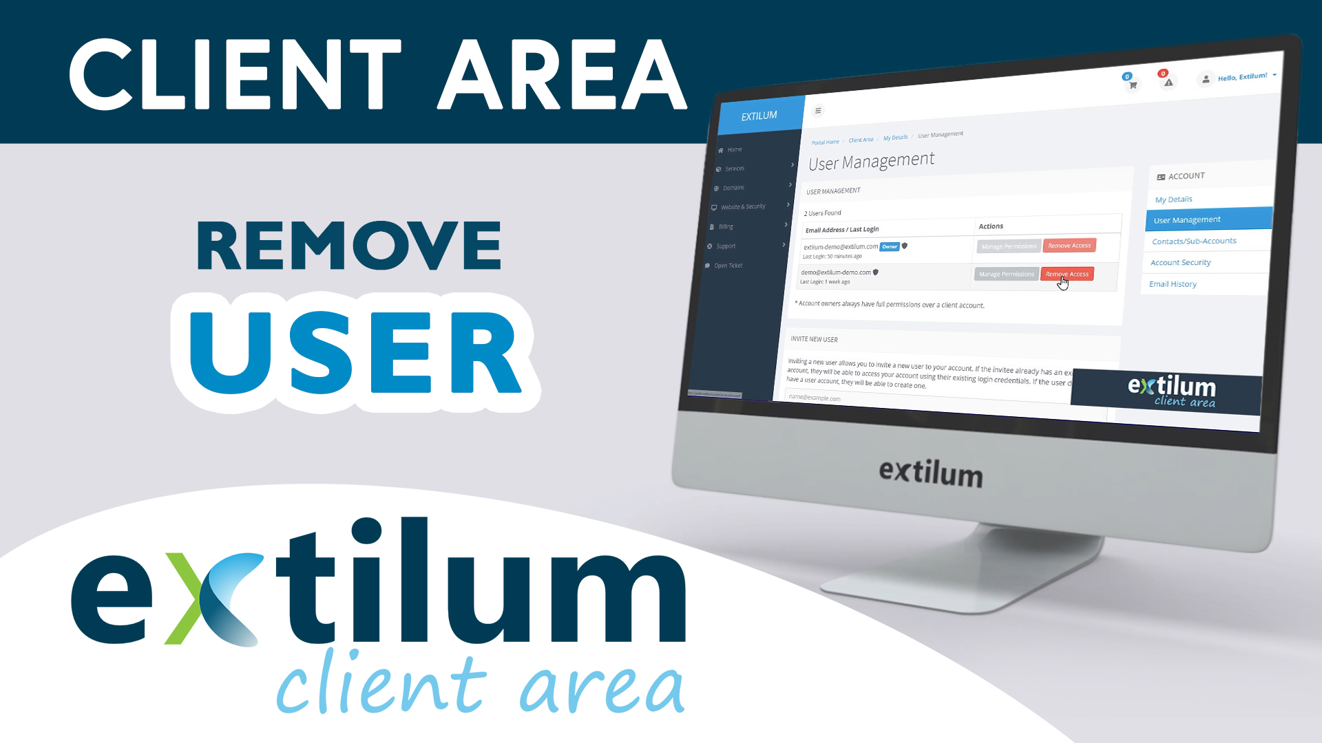 Extilum Client Area - Remove User
