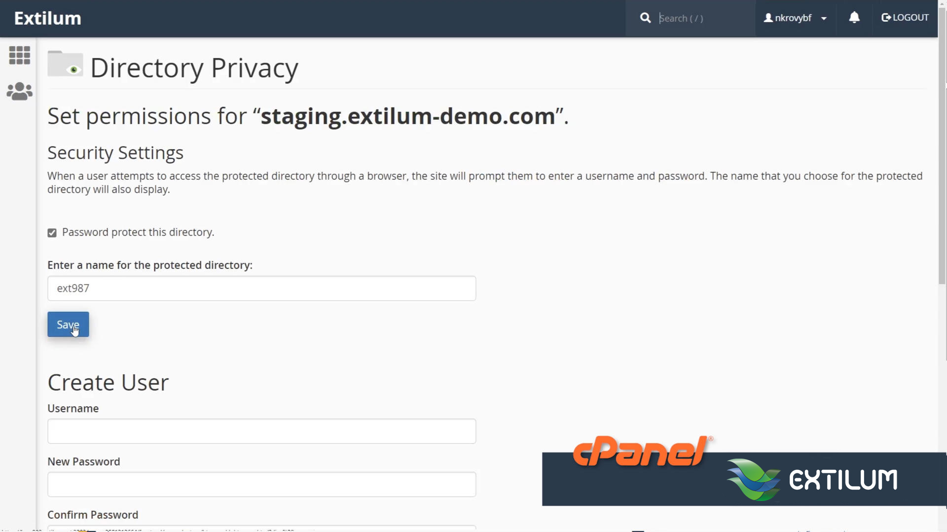 Extilum cpanel - directory privacy