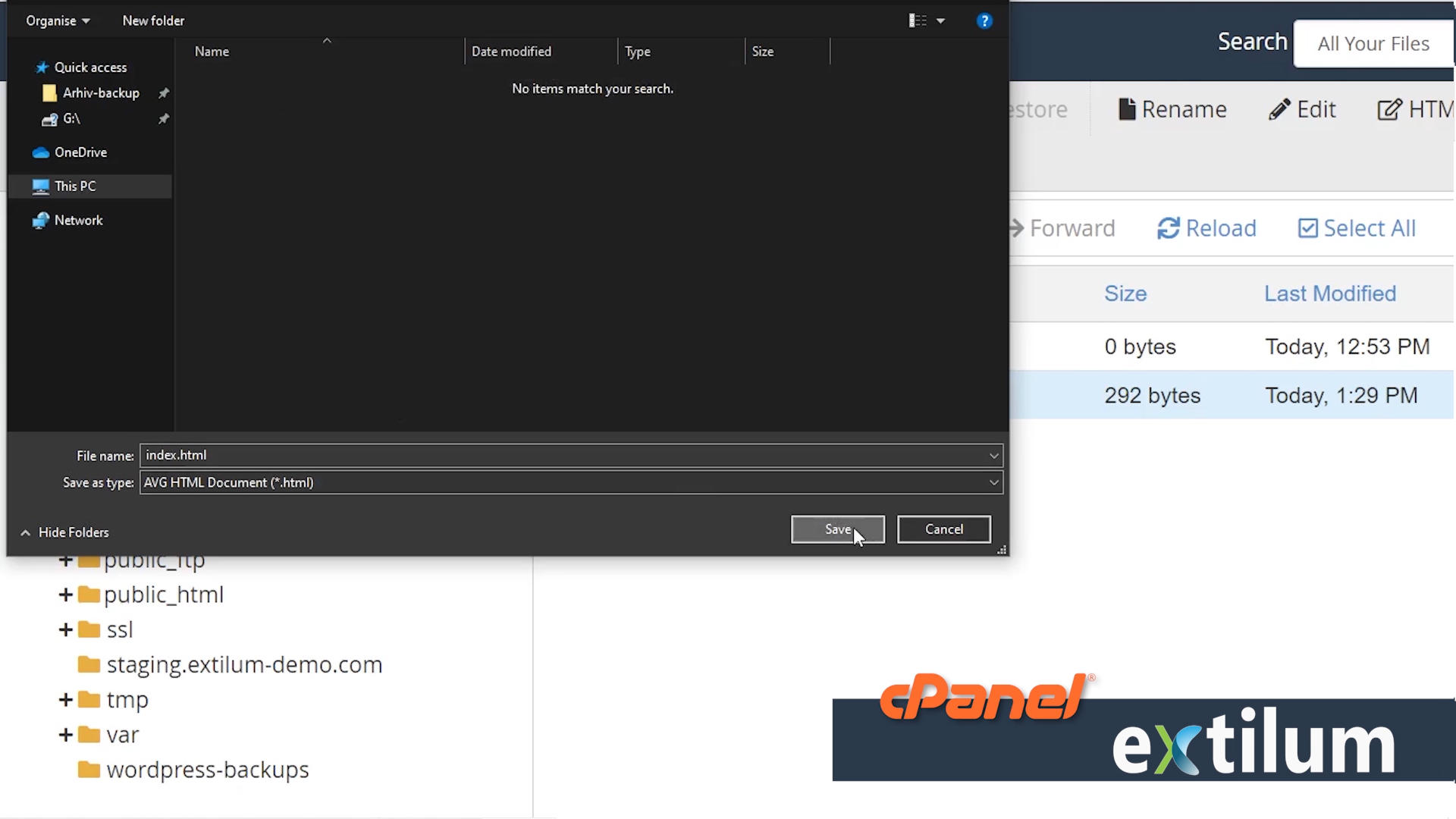 Extilum cPanel - File Manager - Upload and download