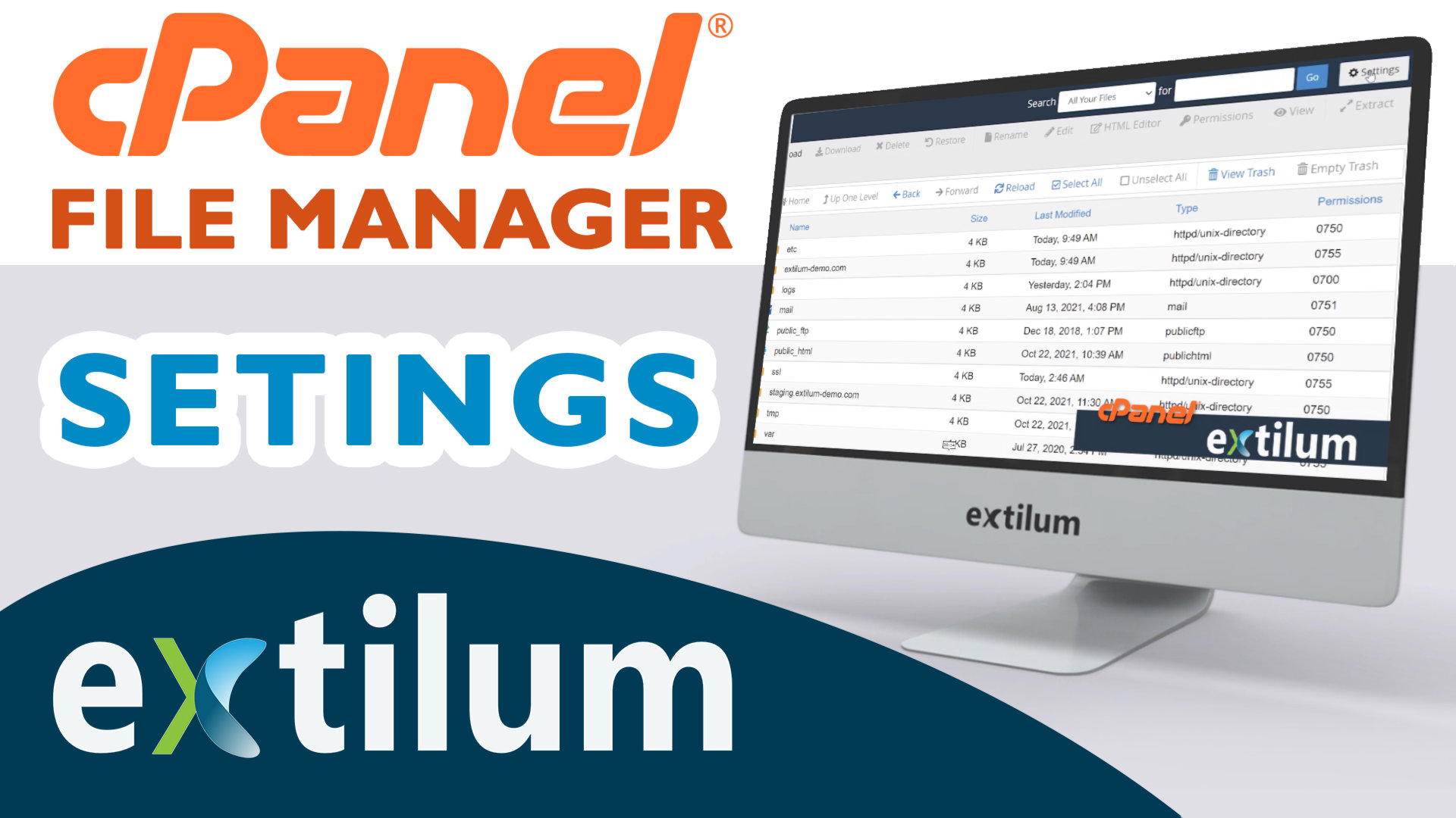 Extilum cpanel - file manager - settings