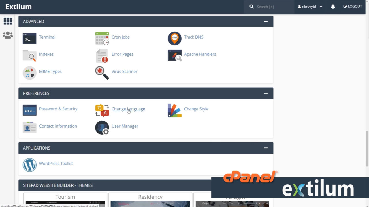 Change Language cPanel • Extilum Knowledgebase