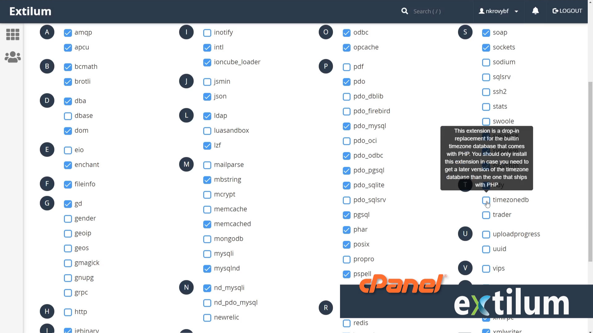 Extilum cPanel - Select PHP Version