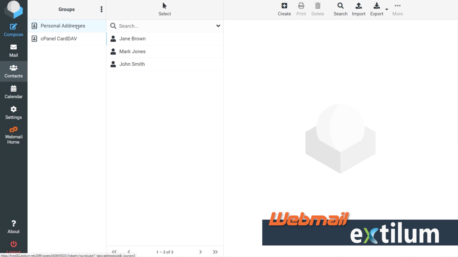 Extilum Webmail - Import Email Contact Roundcube