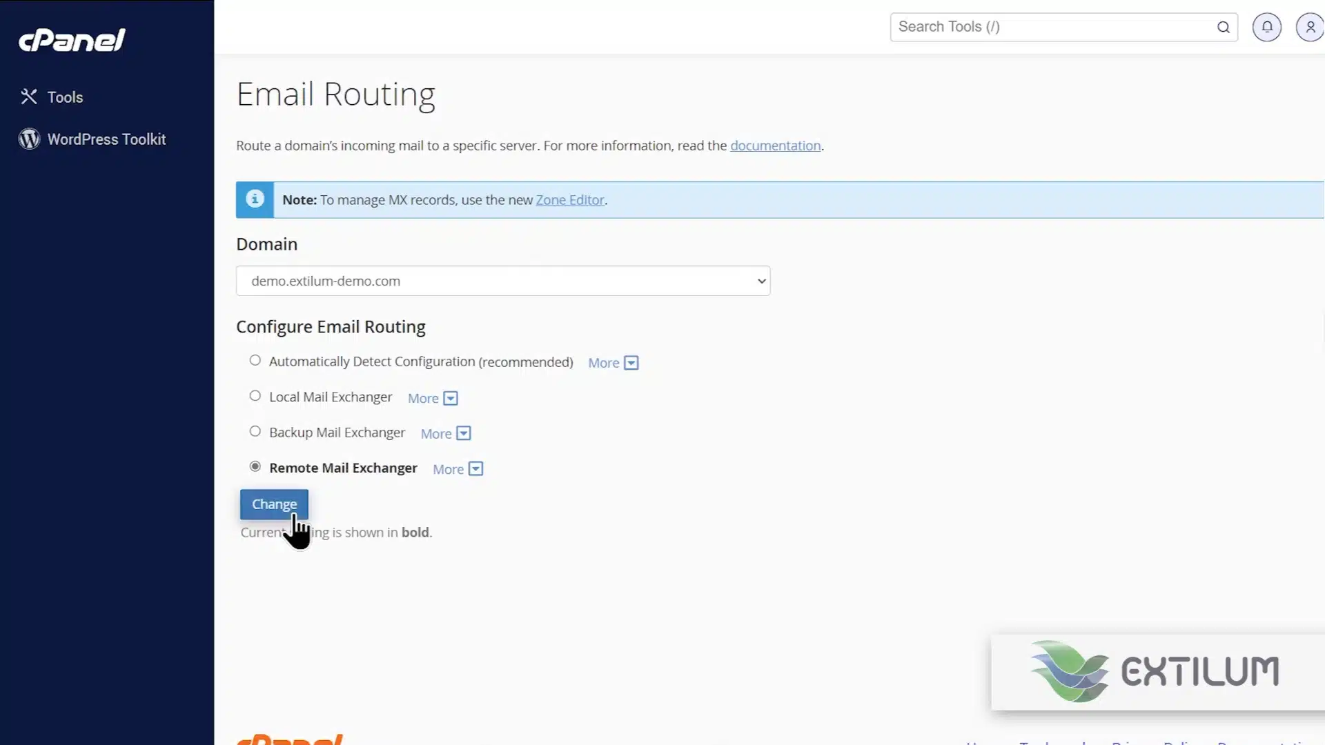 Set Domain's MX Records to a Remote Server in cPanel