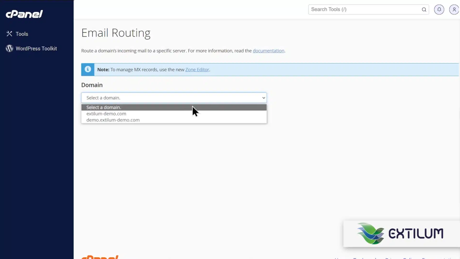 Extilum cPanel - Set Up Email Routing