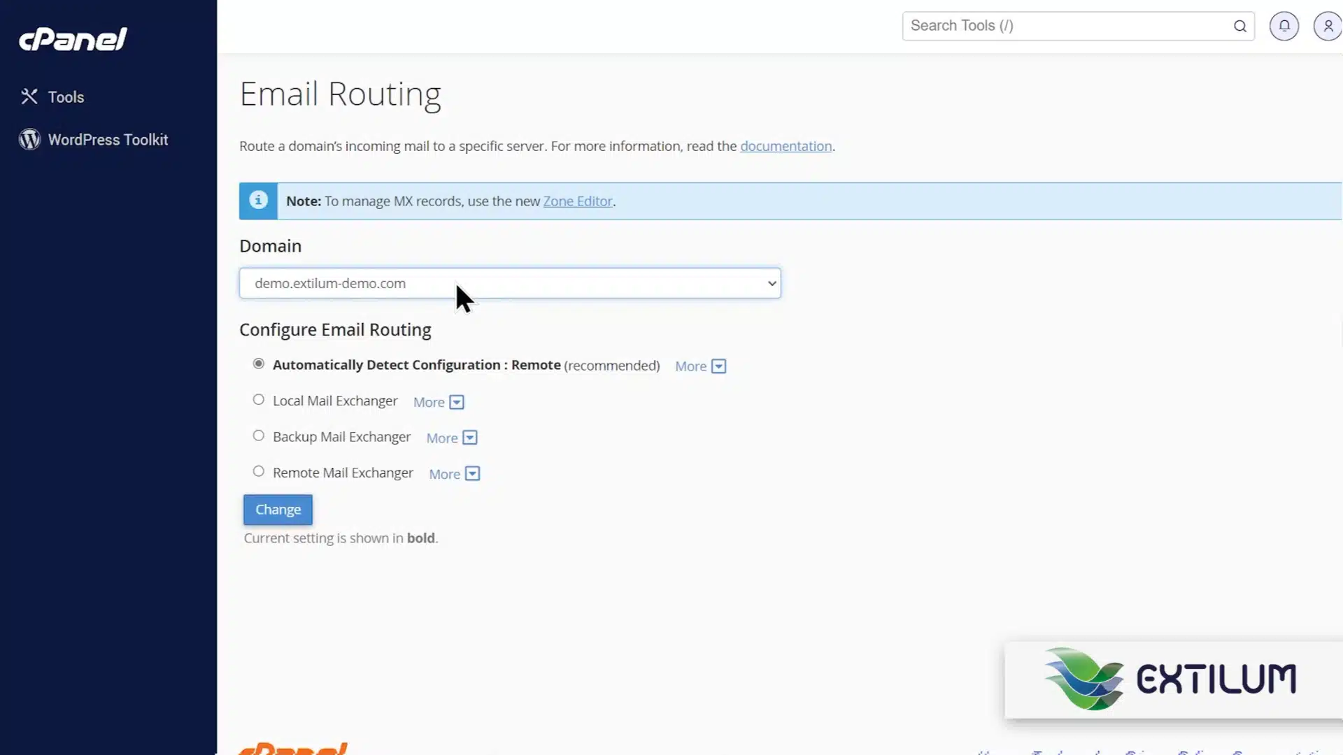 Extilum cPanel - Set Up Email Routing