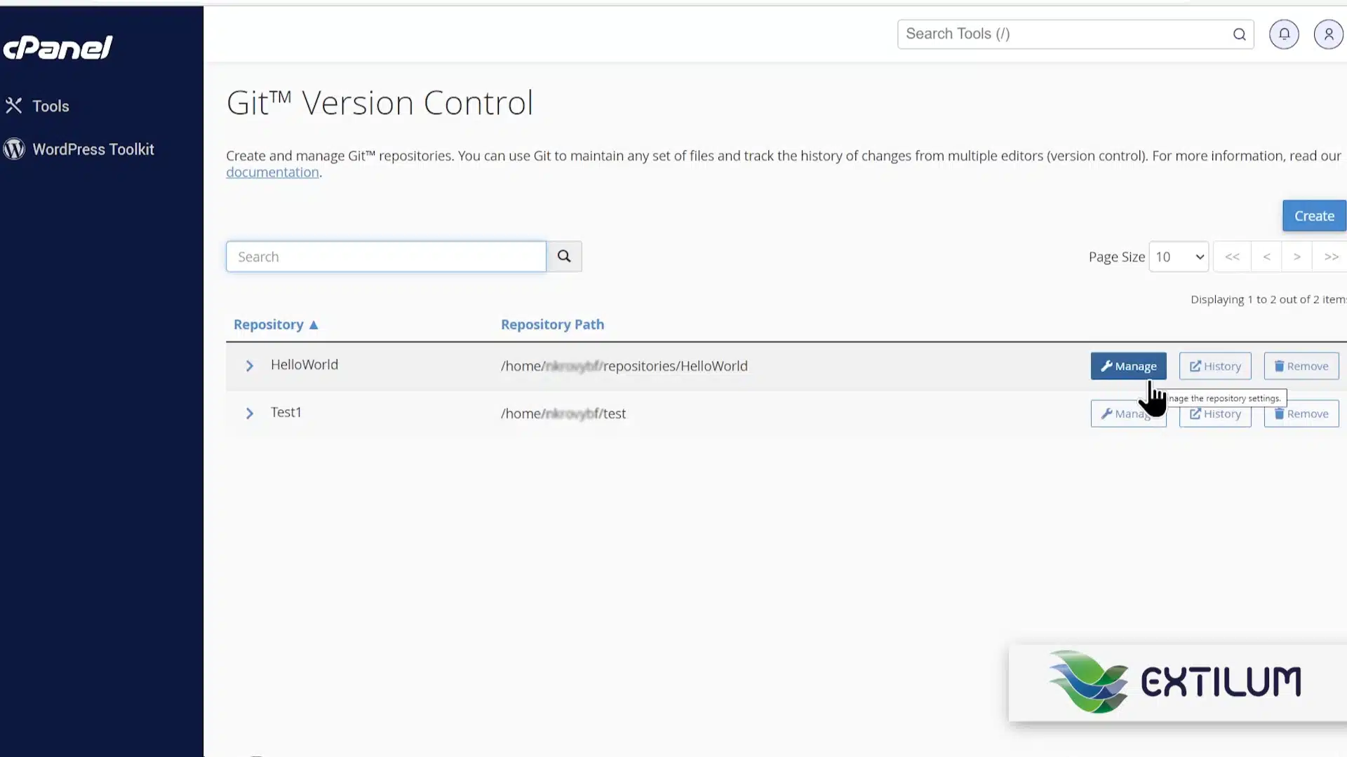 Extilum cPanel - Update or Deploy a Git Repository using cPanel